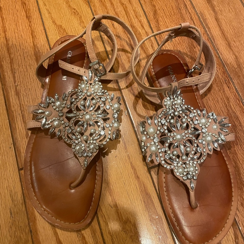 Embellished Tan Sandals